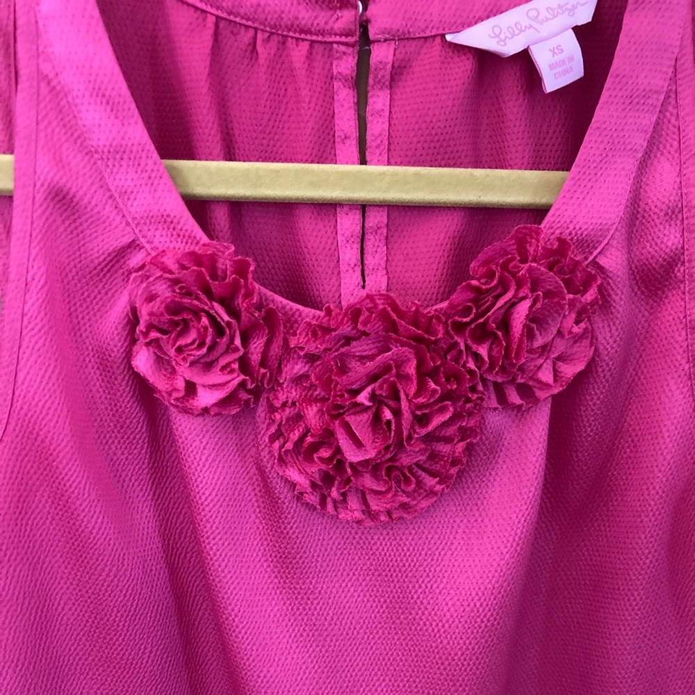Hot Pink Lilly Pulitzer Tank Top Floret Neck Fun!
